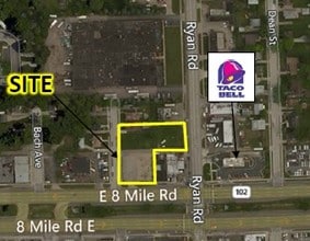 4001-4061 E 8 Mile Rd, Warren, MI - Aérien Vue de la carte