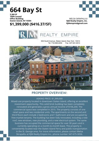 Plus de détails pour 664 Bay St, Staten Island, NY - Bureau à vendre