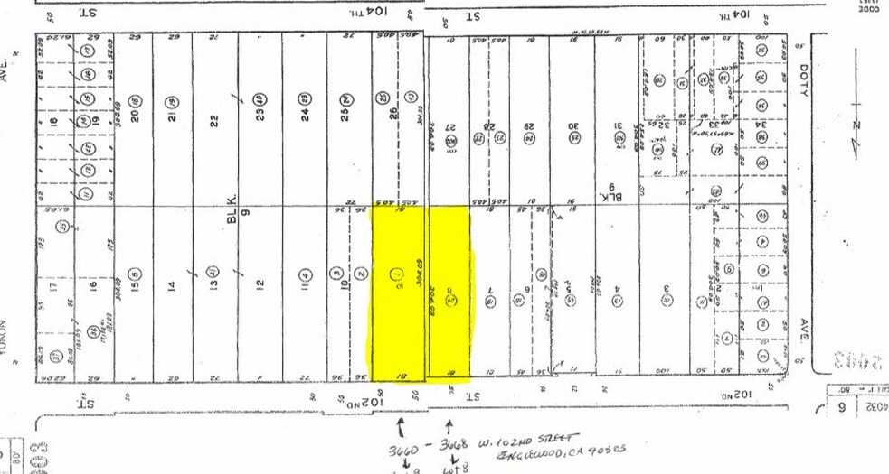 3660-3668 W 102nd St, Inglewood, CA à vendre - Plan cadastral - Image 2 de 2