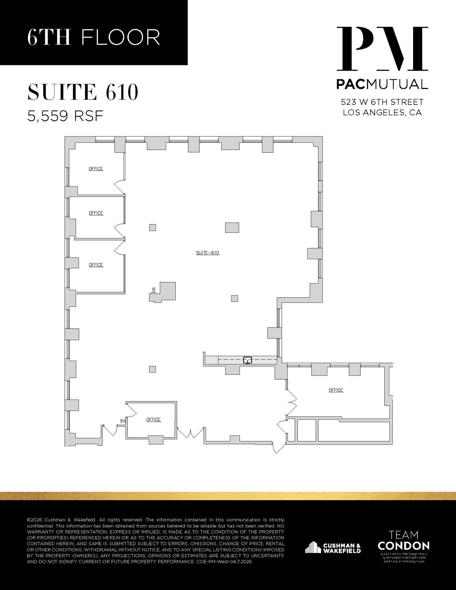 523 W 6th St, Los Angeles, CA à louer Plan d’étage- Image 1 de 5