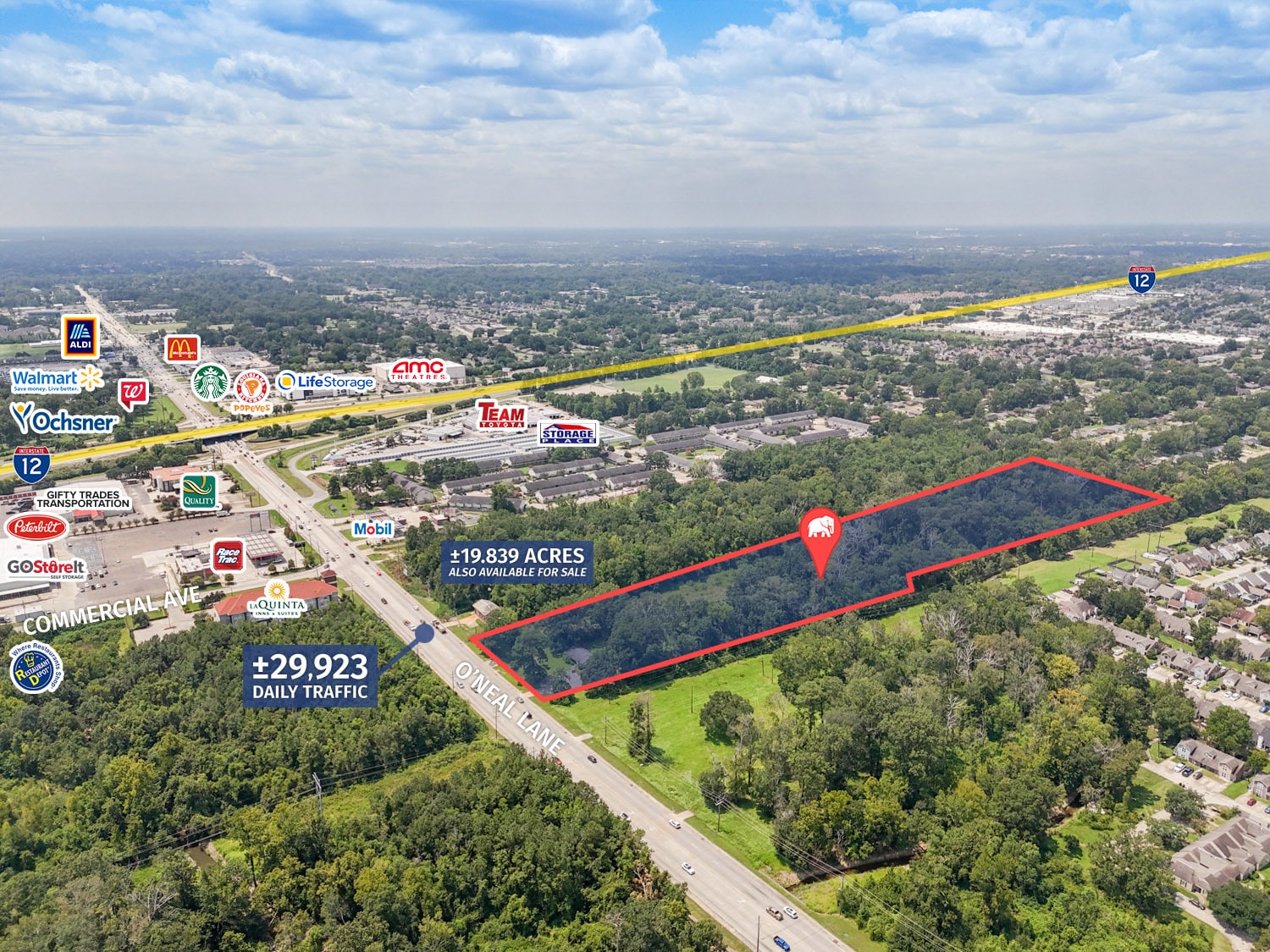 1444 Oneal Ln, Baton Rouge, LA for sale Aerial- Image 1 of 7