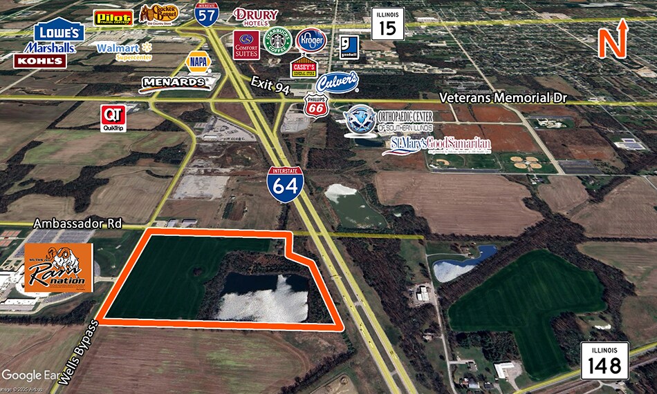 Wells Bypass and Ambassador Road, Mount Vernon, IL for sale Aerial- Image 1 of 3