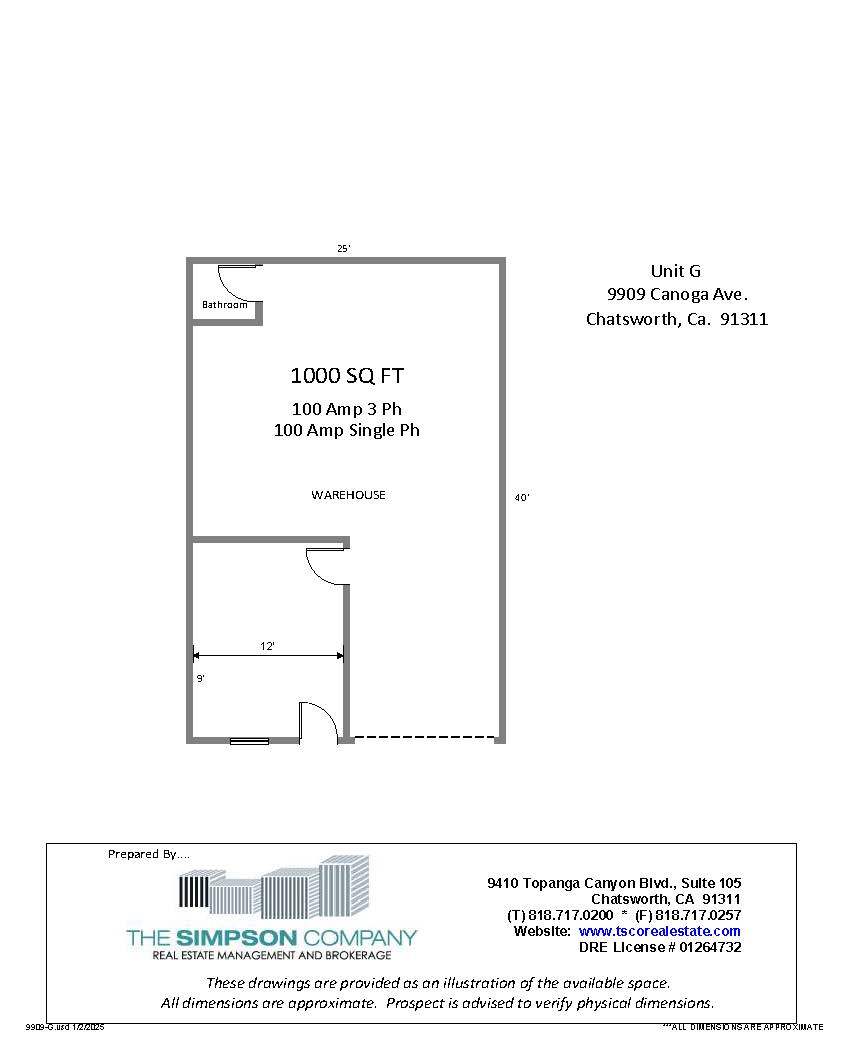 9907-9909 Canoga Ave, Chatsworth, CA à louer Plan d’étage- Image 1 de 1