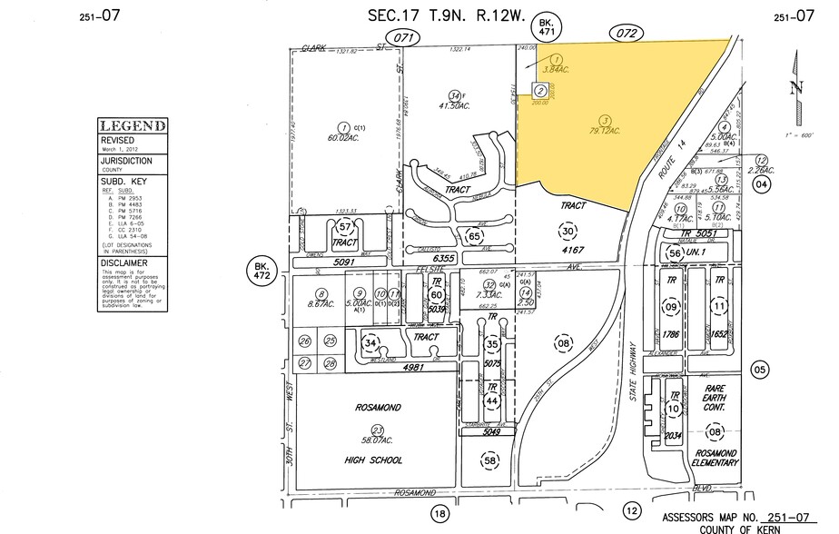 Frontage Rd, Rosamond, CA for sale - Plat Map - Image 1 of 1