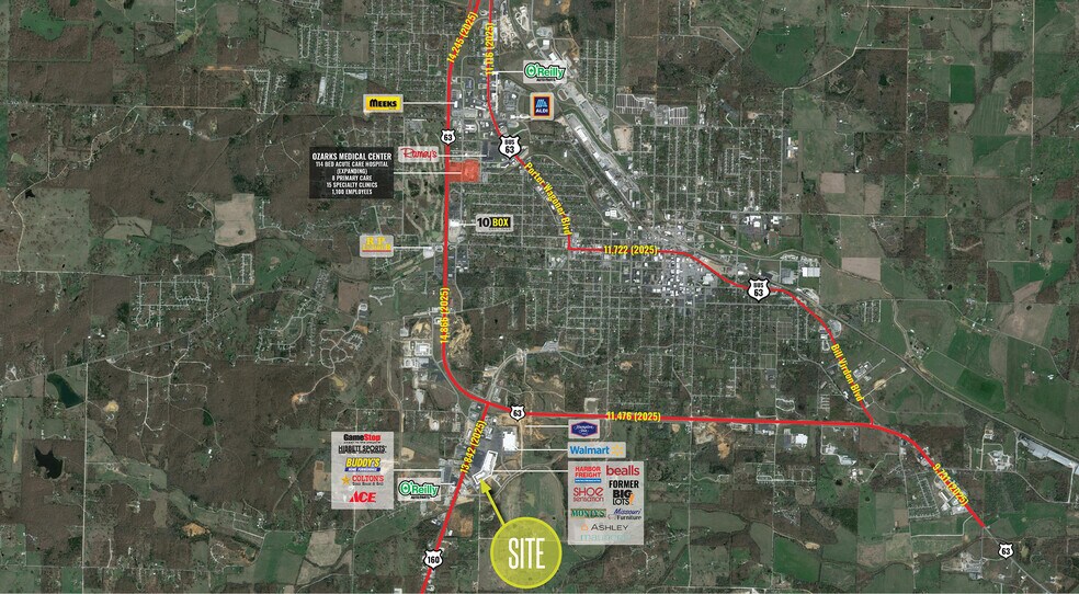 1347 Southern Hills Ctr, West Plains, MO for lease - Aerial - Image 2 of 4