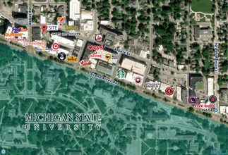 205 E Grand River Ave, East Lansing, MI - AERIAL  map view