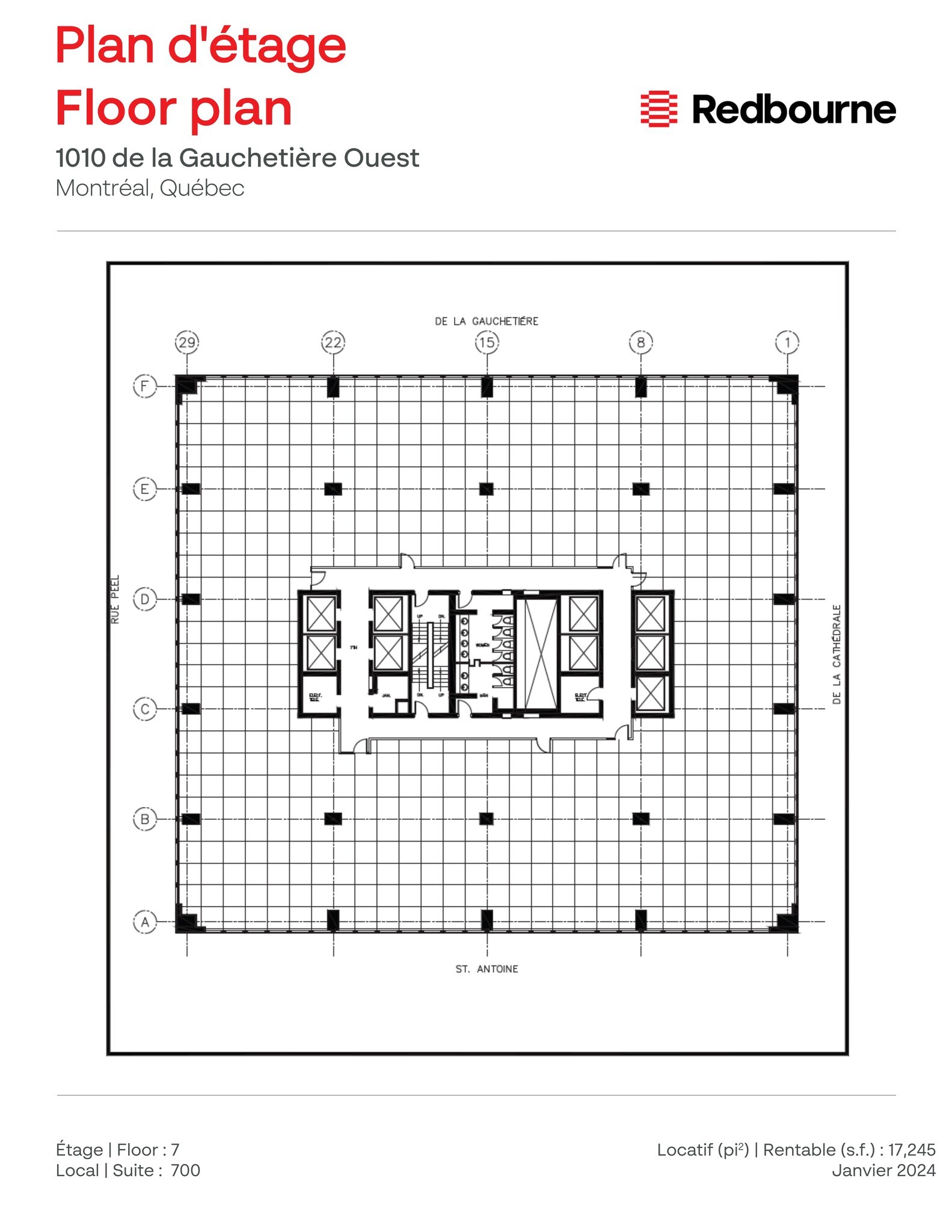 1010 Rue De La Gauchetière O, Montréal, QC à louer Plan d’étage- Image 1 de 1