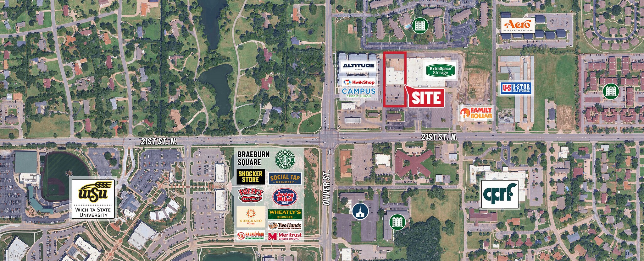 4930-4950 E 21st St, Wichita, KS for lease Aerial- Image 1 of 3