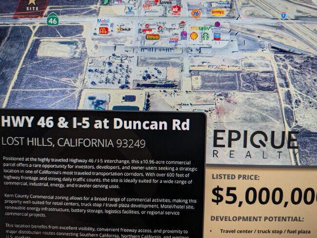Plus de détails pour HWY 46 & Duncan HWY, Lost Hills, CA - Terrain à vendre