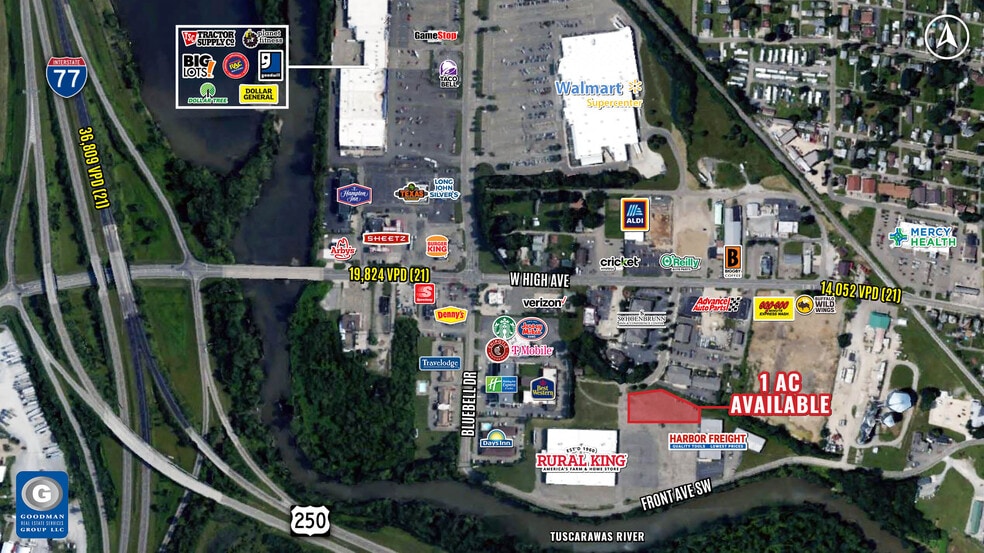 1203 Front Ave SW, New Philadelphia, OH for lease - Aerial - Image 2 of 2