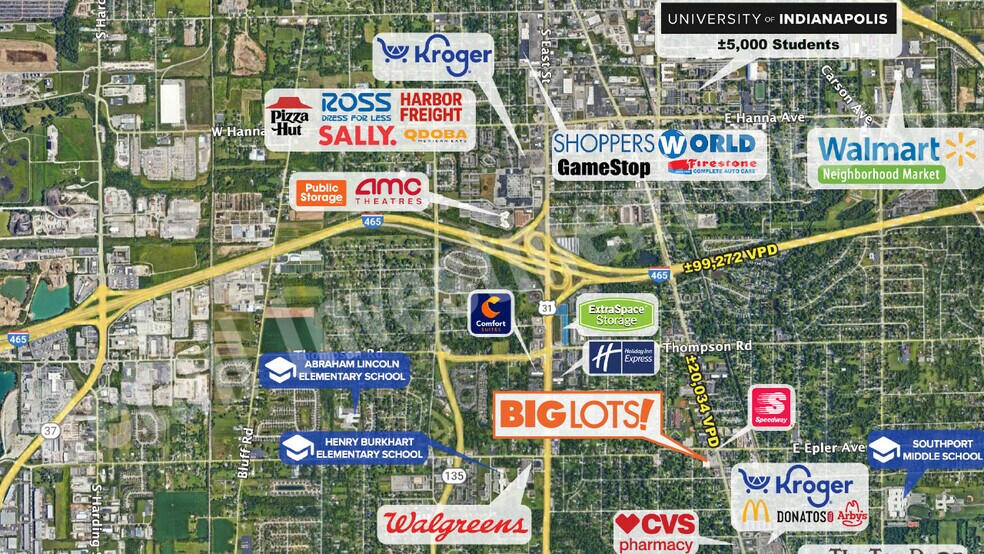 5520 Madison Ave, Indianapolis, IN à louer - Aérien - Image 2 de 5