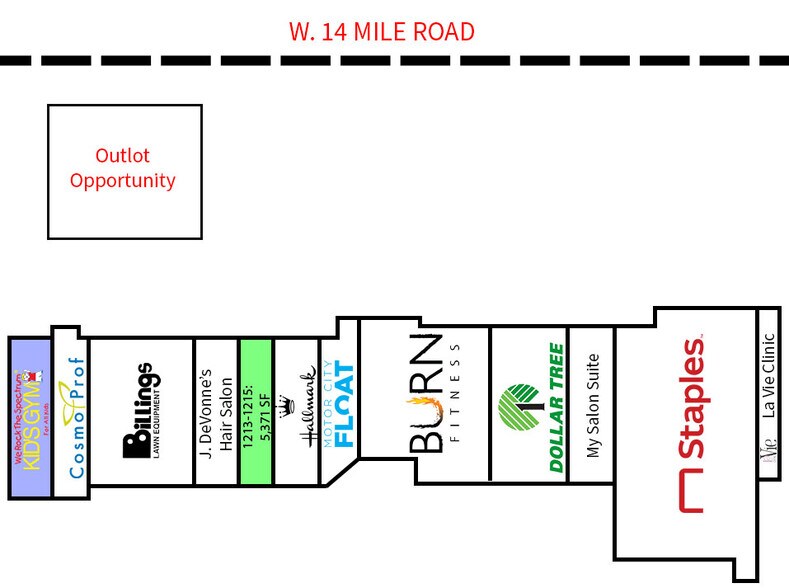 1077-1255 W 14 Mile Rd, Clawson, MI à louer - Plan de site - Image 3 de 8