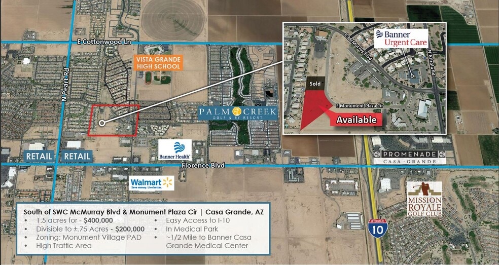 SW McMurray Blvd & Monument Plaza Cir, Casa Grande, AZ for sale - Building Photo - Image 1 of 3