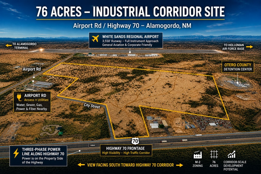 Hwy 70 Frontage w/dual access on Airport Rd, Alamogordo, NM for sale - Building Photo - Image 1 of 14