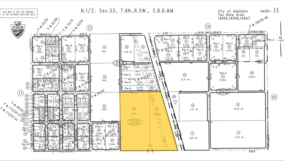Highway 395 & Yucca Rd, Adelanto, CA for sale - Plat Map - Image 2 of 2