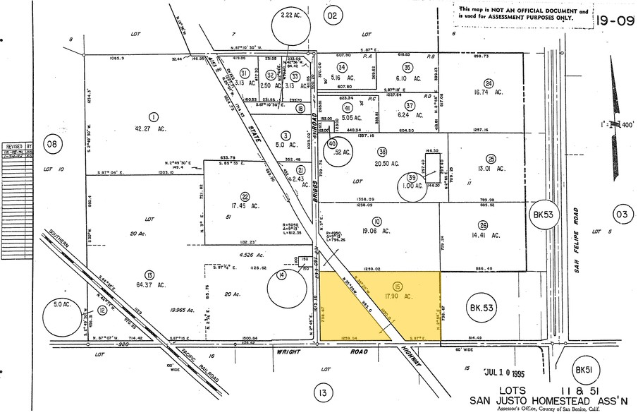 Wright Rd, Hollister, CA for sale - Plat Map - Image 2 of 2