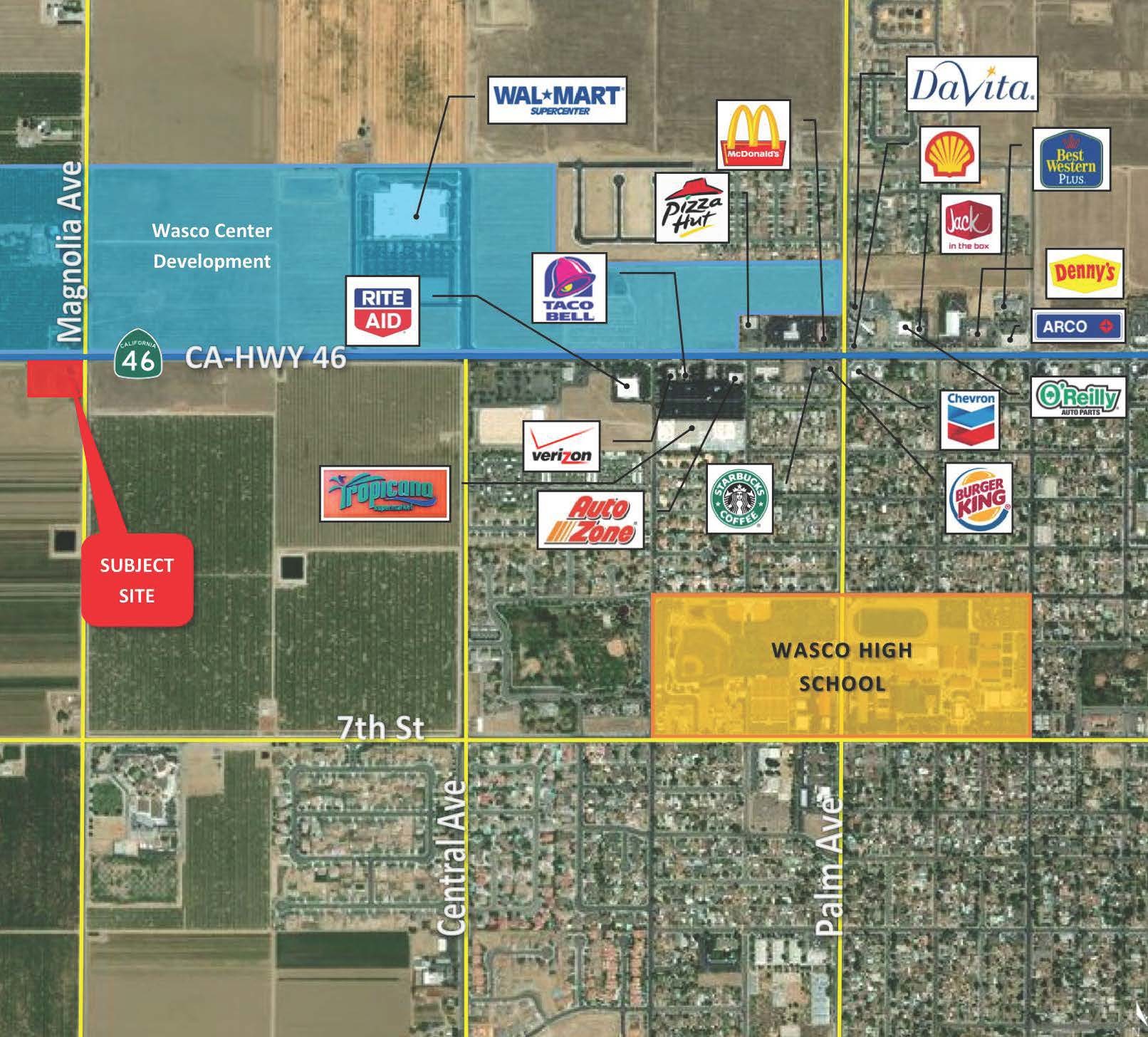 Magnolia Ave, Wasco, CA for sale Aerial- Image 1 of 2