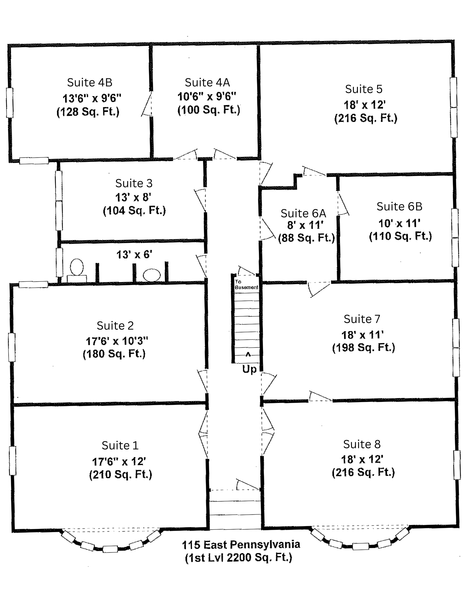 115 E Pennsylvania Ave, Southern Pines, NC à louer Plan d’étage- Image 1 de 1