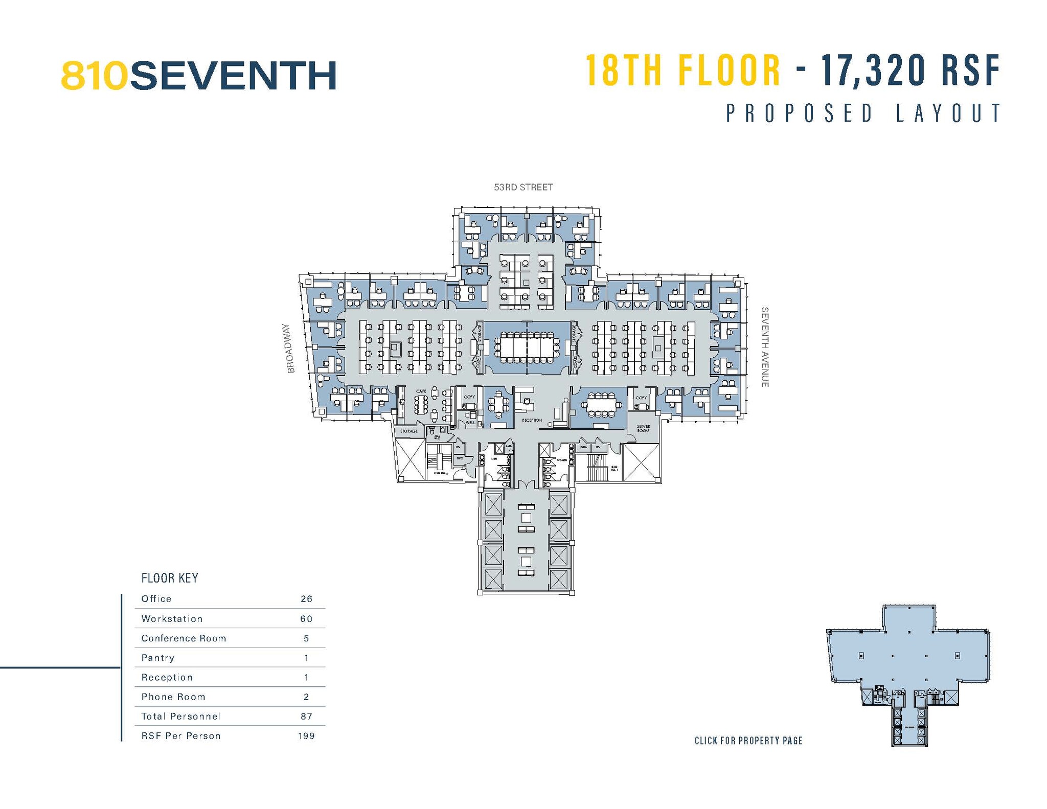 810 Seventh Ave, New York, NY à louer Plan d  tage- Image 1 de 1