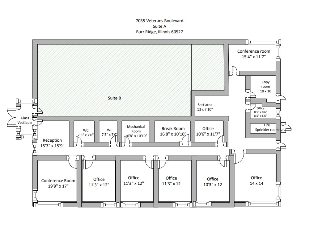 7025-7035 Veterans Blvd, Burr Ridge, IL 60527 - Unit 7035 A - - Floor Plan - Image 1 of 1