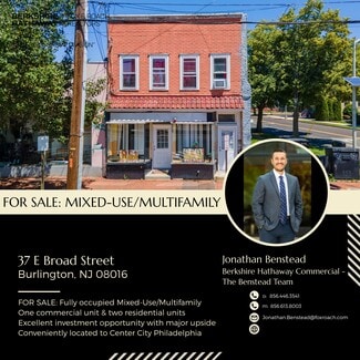 Plus de détails pour 37 E Broad St, Burlington, NJ - Commerce de détail à vendre