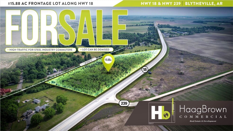 Hwy 18 & 239 hwy, Blytheville, AR for sale - Aerial - Image 1 of 7