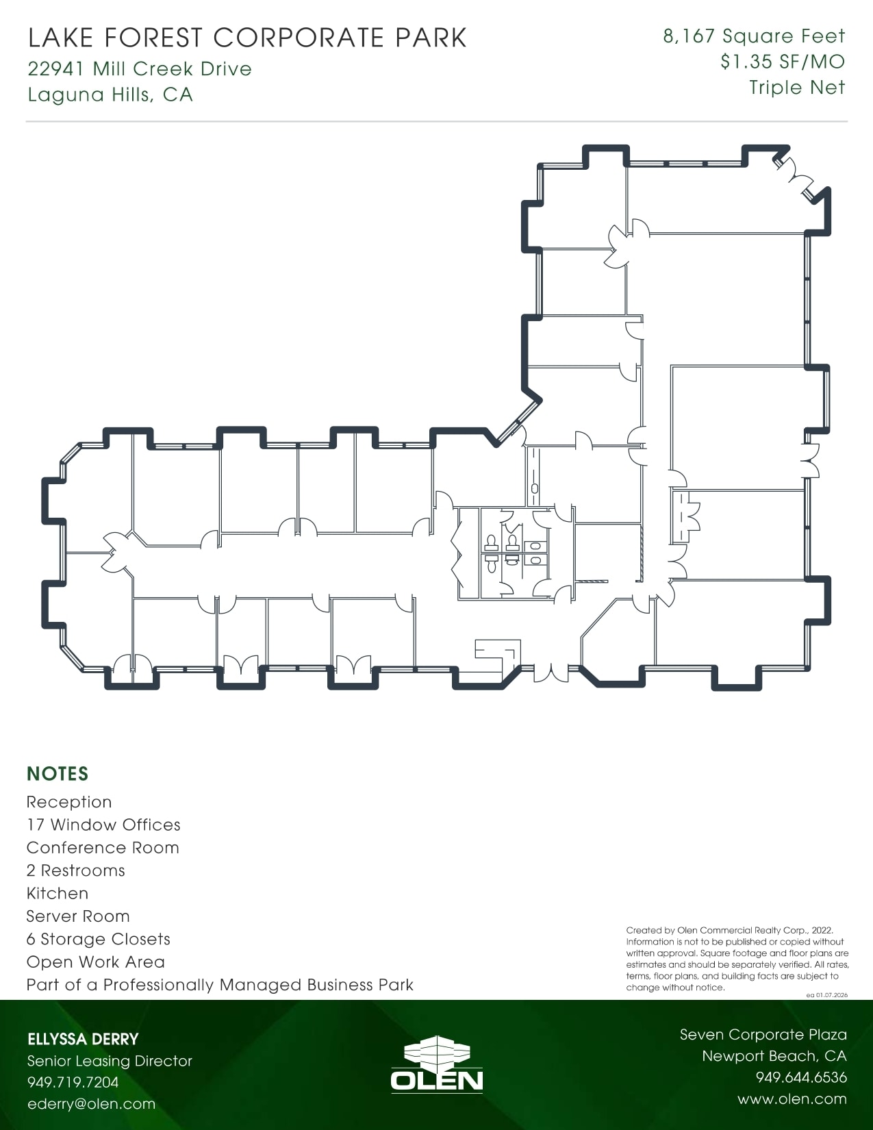 22941 Mill Creek Dr, Laguna Hills, CA à louer Plan d’étage- Image 1 de 1