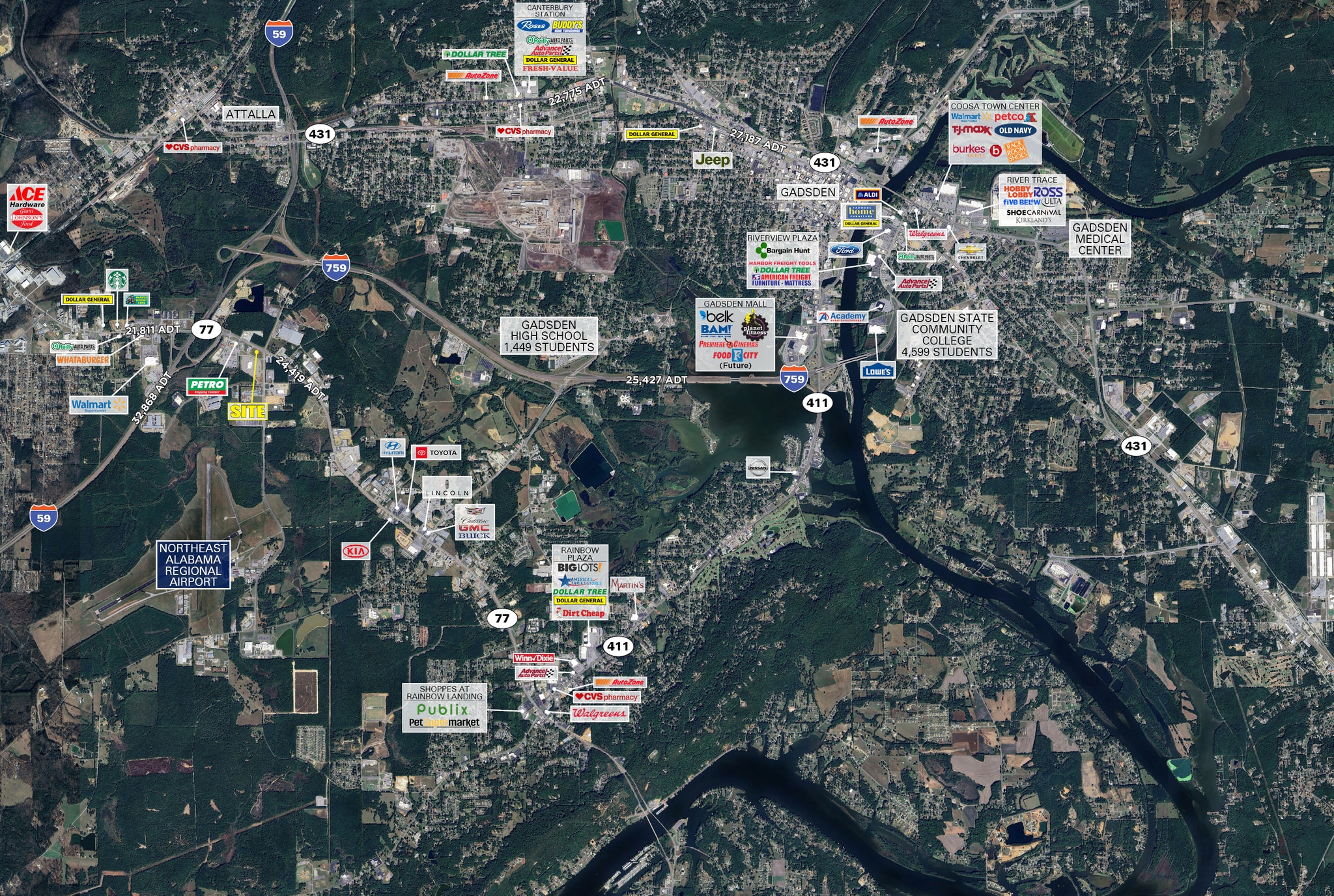 1708 W Grand Ave, Gadsden, AL for lease Aerial- Image 1 of 5