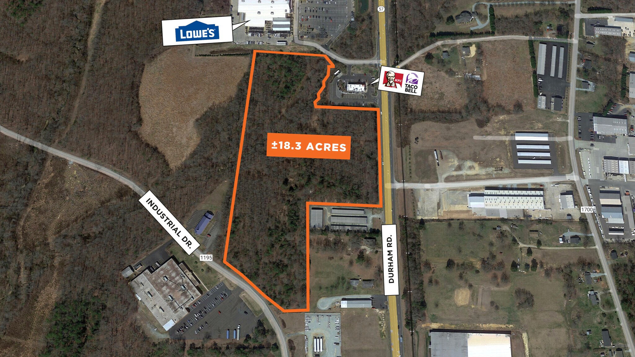 Durham Rd, Roxboro, NC for sale Aerial- Image 1 of 2