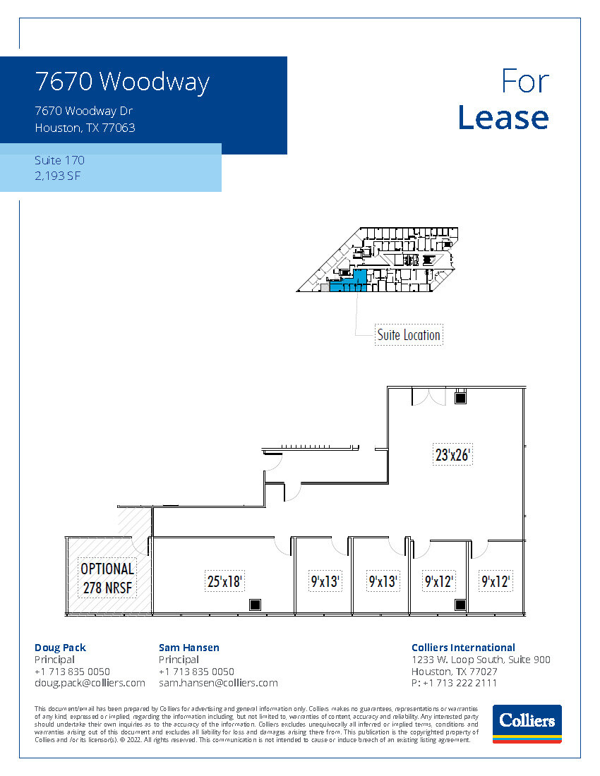 7670 Woodway Dr, Houston, TX à louer Plan d  tage- Image 1 de 1