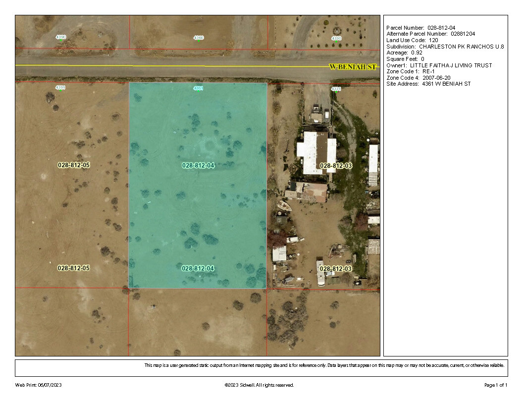 4361 Beniah st, Pahrump, NV à vendre Plan cadastral- Image 1 de 1