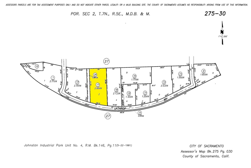 191 Lathrop Way, Sacramento, CA for lease - Plat Map - Image 2 of 2