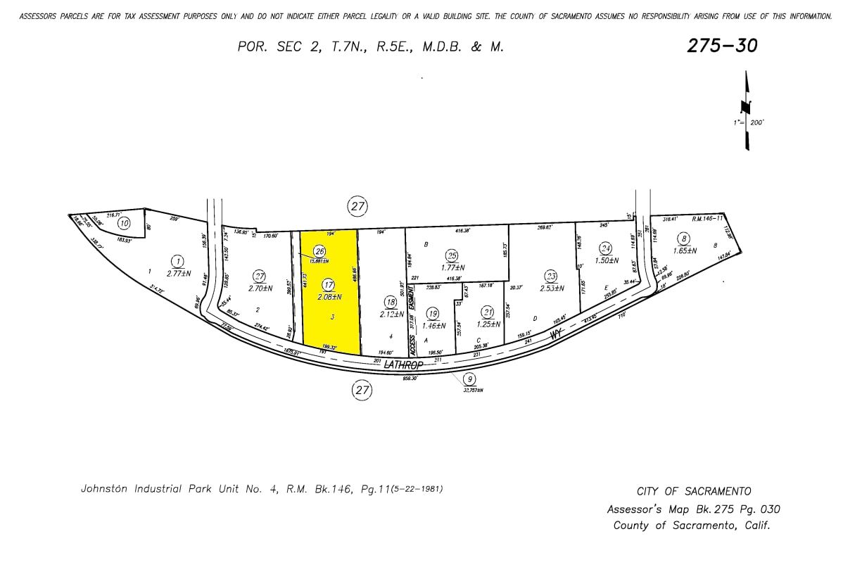 191 Lathrop Way, Sacramento, CA for lease Plat Map- Image 1 of 2