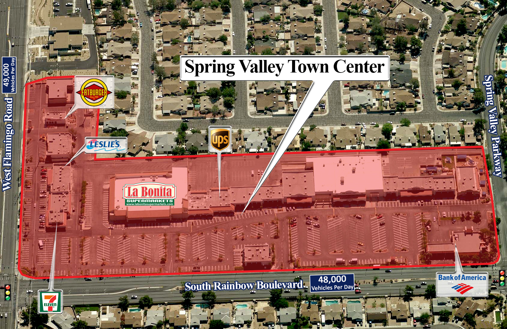 4120-4298 S Rainbow Blvd, Las Vegas, NV for lease Aerial- Image 1 of 3