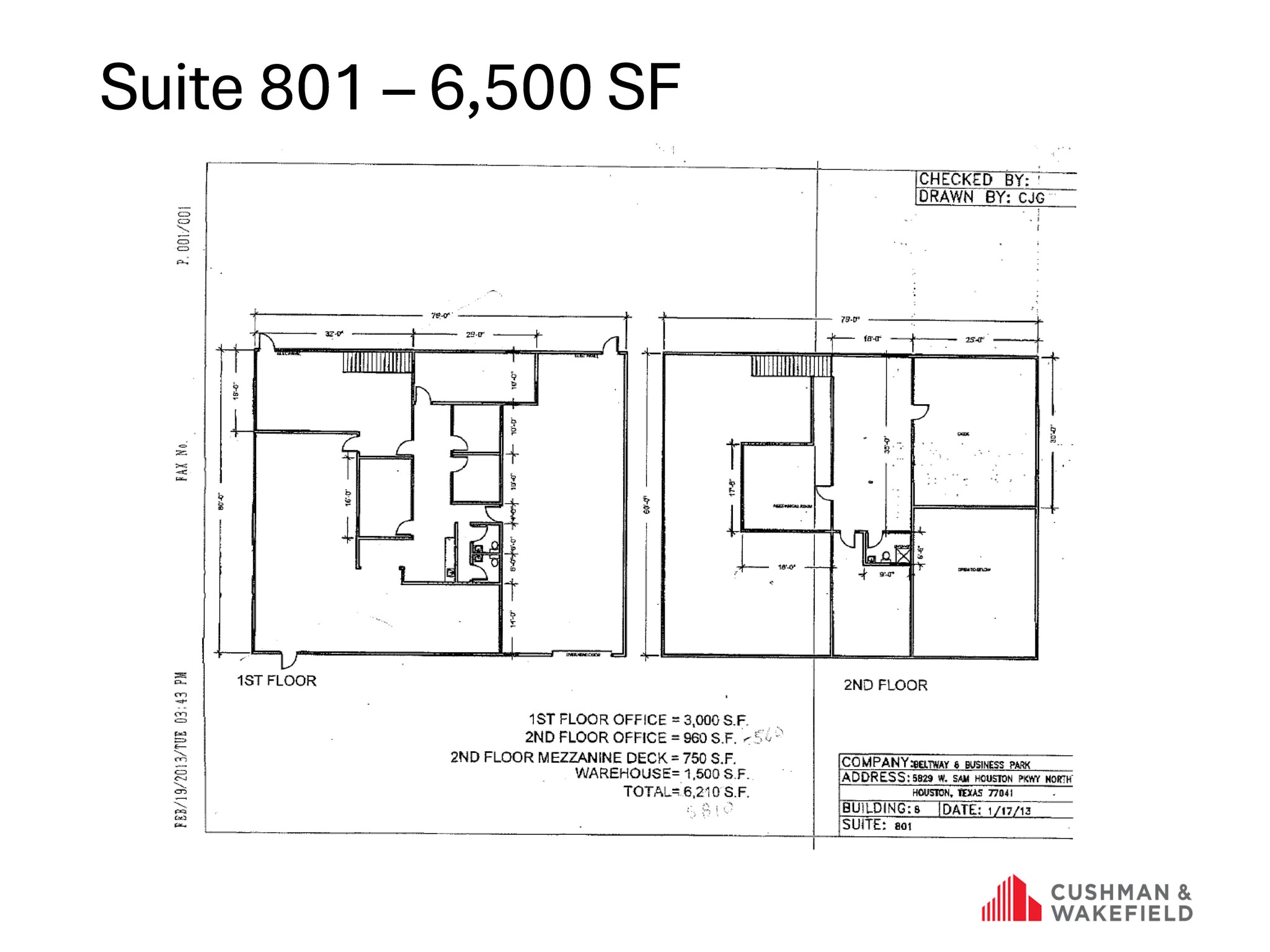 5829 W Sam Houston Pky N, Houston, TX à louer Plan d’étage- Image 1 de 1