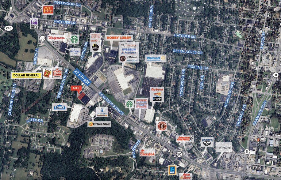 801-821 S James Campbell Blvd, Columbia, TN à louer - Photo du bâtiment - Image 2 de 7