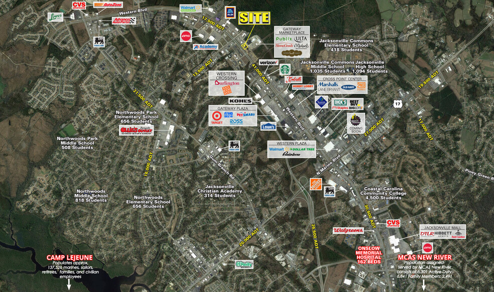 3050-3100 Western Blvd, Jacksonville, NC for lease - Aerial - Image 2 of 3