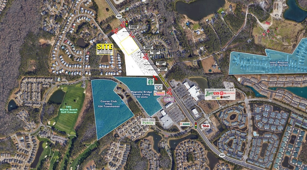 SC-707 & Oak Hampton dr, Murrells Inlet, SC for lease - Aerial - Image 2 of 4