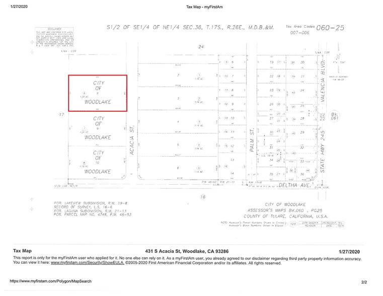 431 Acacia, Woodlake, CA à vendre - Plan cadastral - Image 2 de 3