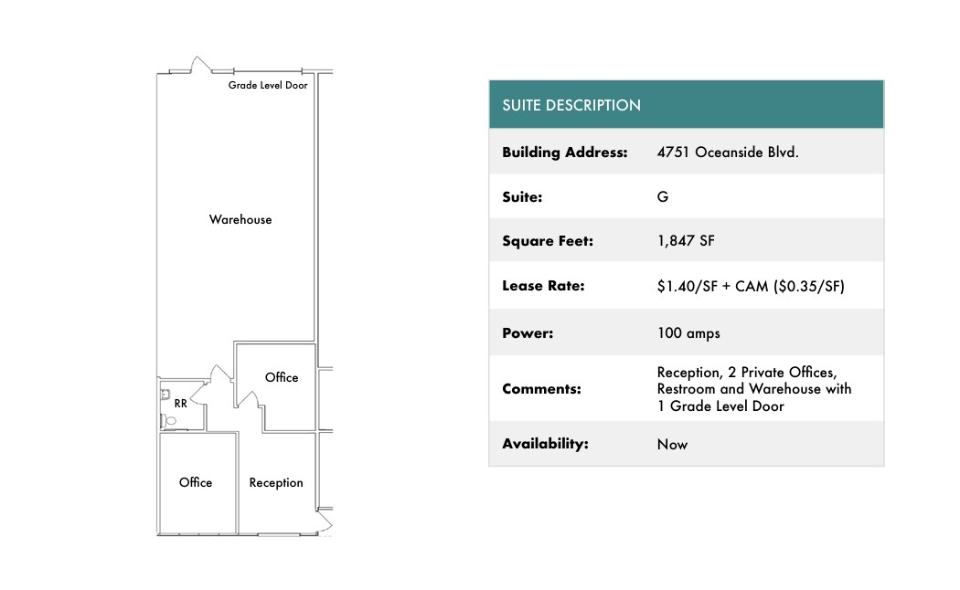 1818 Peacock Blvd, Oceanside, CA à louer Plan d’étage- Image 1 de 1