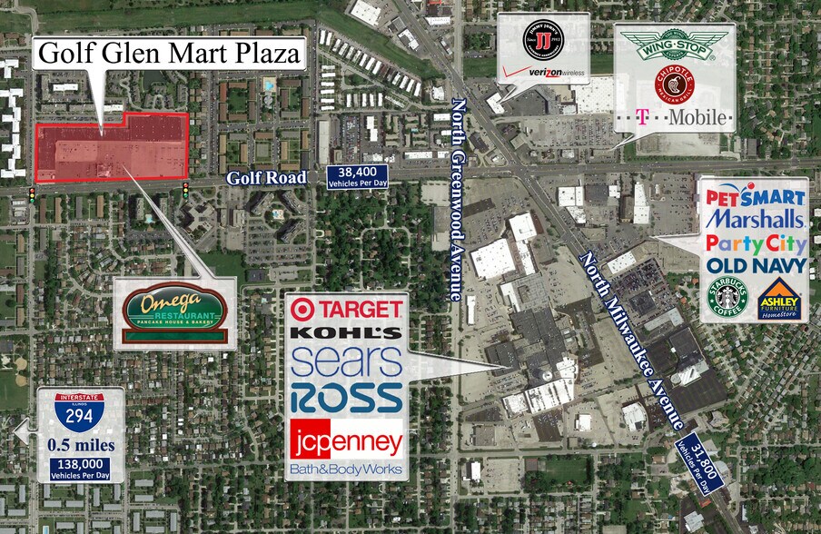 9000-9196 W Golf Rd, Niles, IL à louer - Aérien - Image 2 de 2