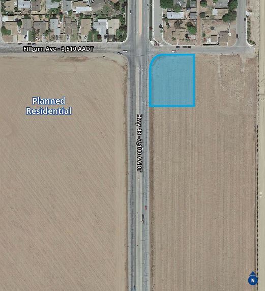 Highway 43 & Filburn St (Southeast corner), Wasco, CA for sale - Aerial - Image 2 of 2