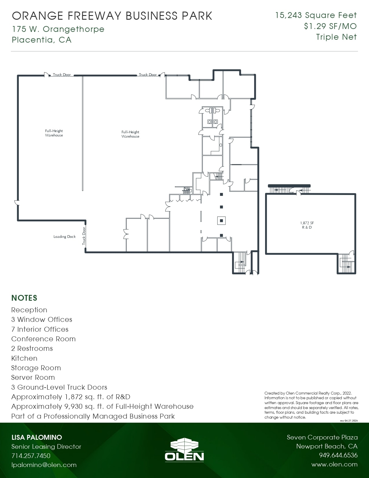 175 W Orangethorpe Ave, Placentia, CA à louer Plan d’étage- Image 1 de 1