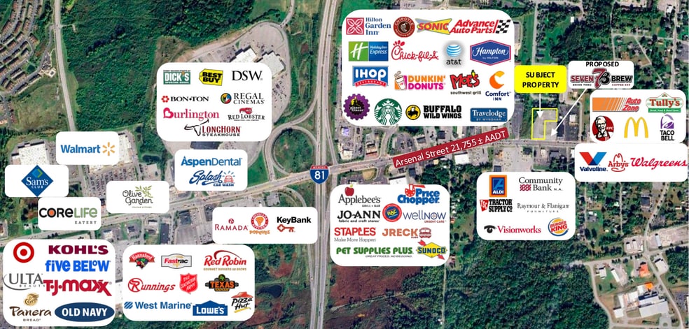 1068-1106 Arsenal St, Watertown, NY à vendre - Aérien - Image 2 de 2