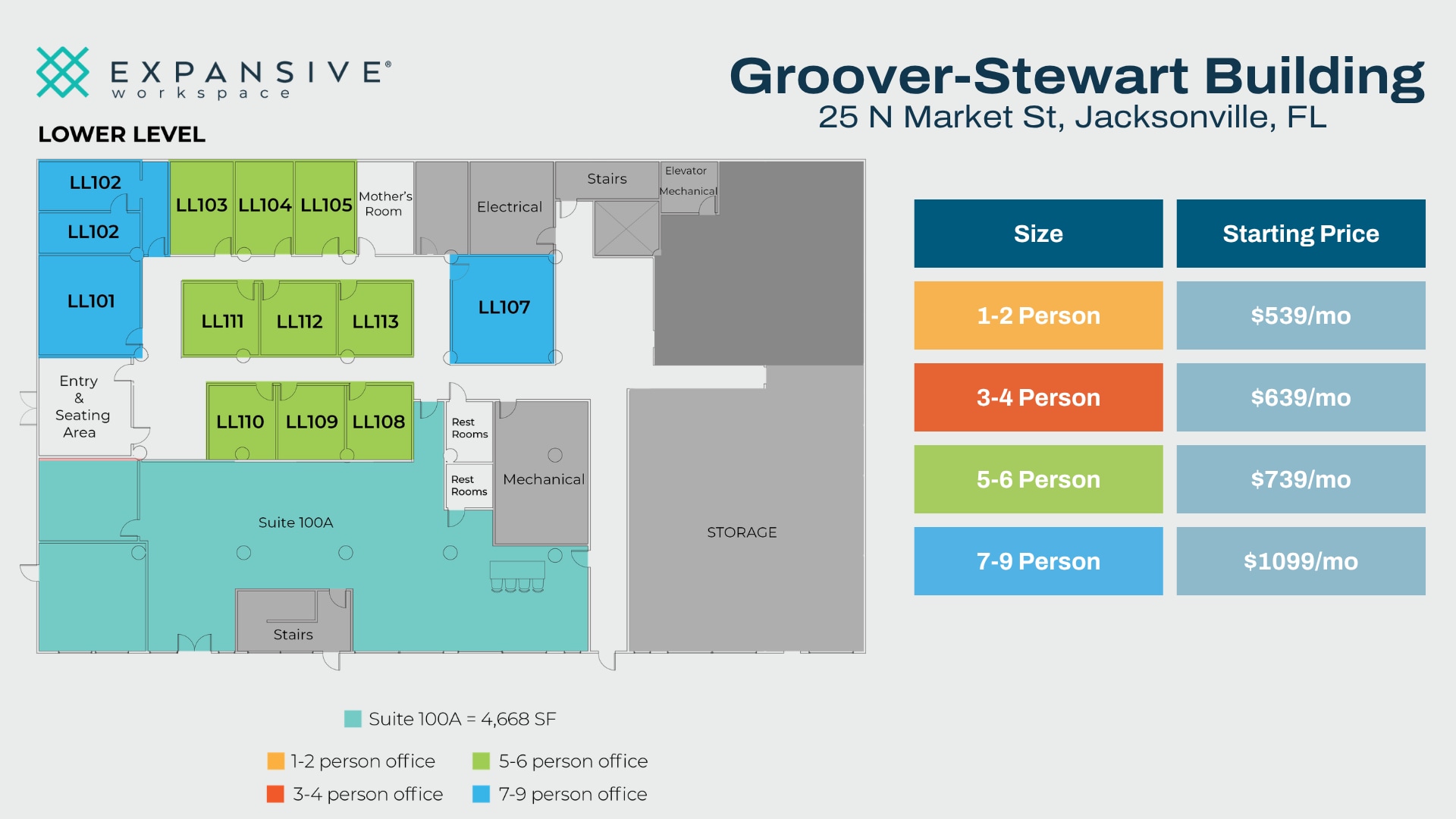 25 N Market St, Jacksonville, FL à louer Plan d’étage- Image 1 de 3