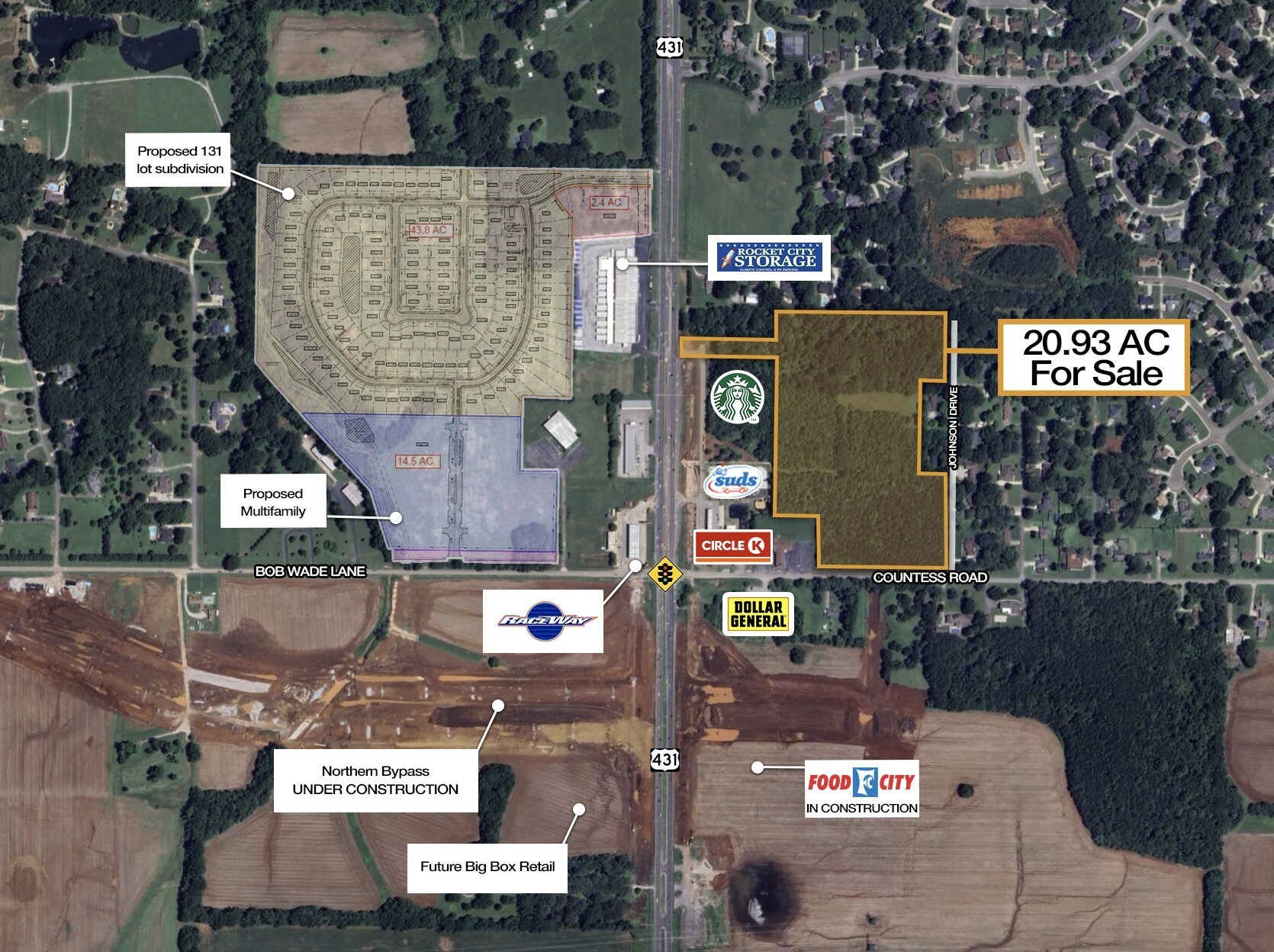 181 Countess Road, Meridianville, AL for sale Aerial- Image 1 of 3