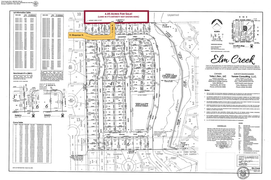 S 121st Street West of Elm, Broken Arrow, OK à vendre - Plan cadastral - Image 3 de 4