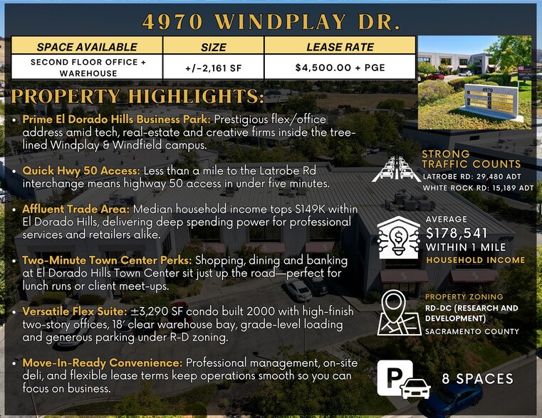 4970 Windplay Dr, El Dorado Hills, CA à louer - Photo du bâtiment - Image 2 de 7