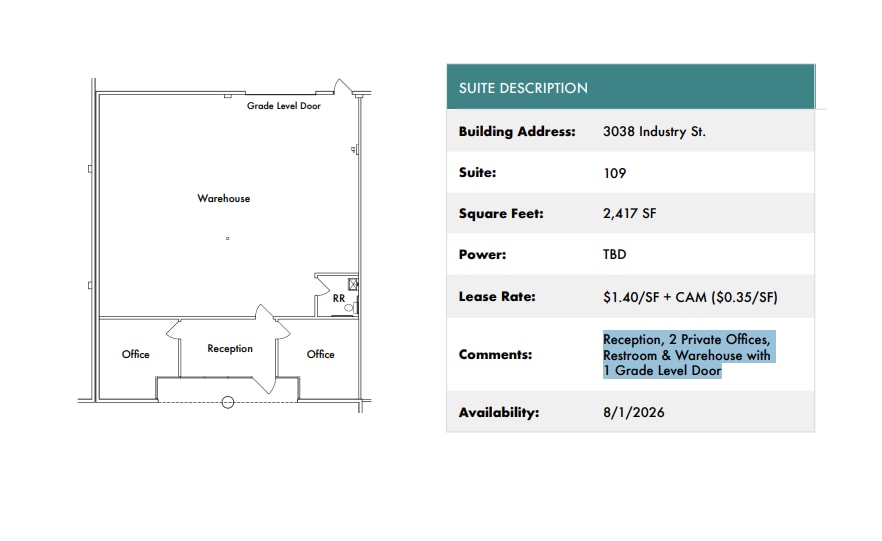 3025 Industry St, Oceanside, CA à louer Plan d’étage- Image 1 de 1