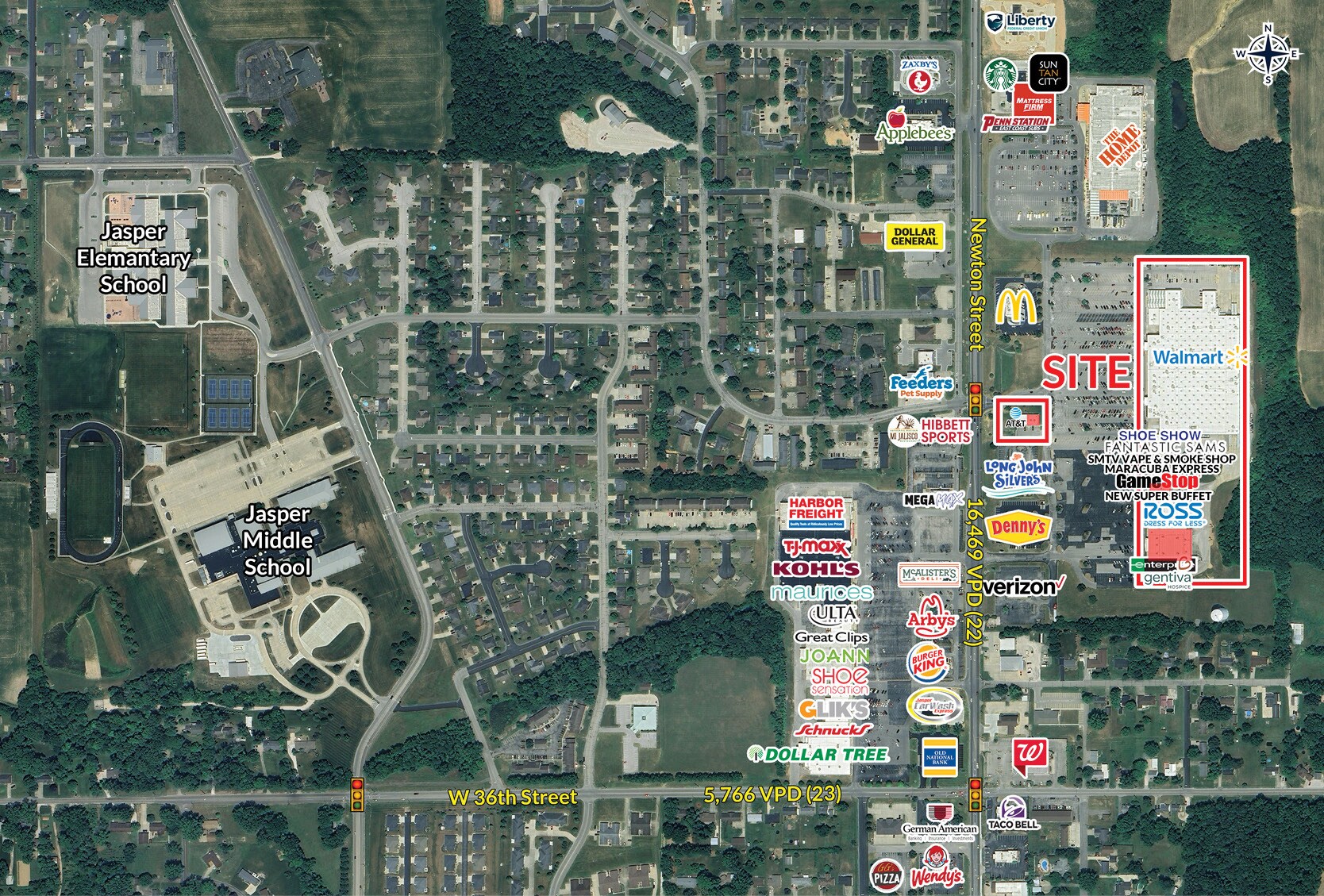 3950-3954 N Newton St, Jasper, IN à louer Aérien- Image 1 de 5